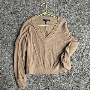 White House Black Market V-Neck Sweater in Tan